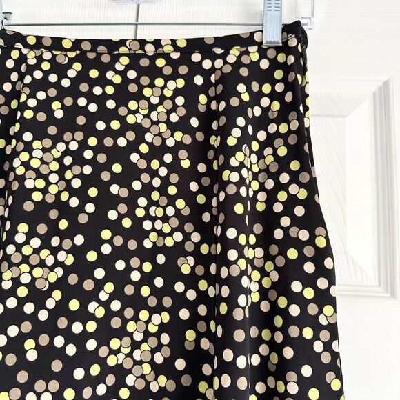 Talbots Skirt Size P/XS Black Brown Green Polka Dot Stretch Flare - Picture 2 of 6